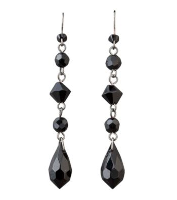 BT-Jeweled Social Occasion Basic Linear Drop Earrings - Jet