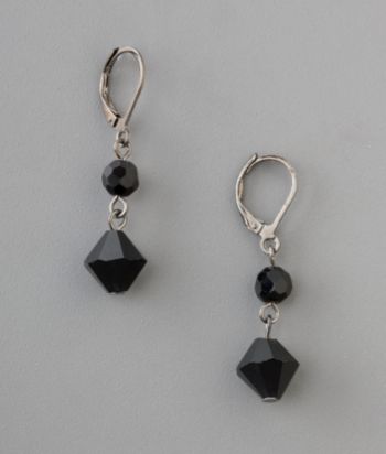 BT-Jeweled Social Occasion Jet Basic Drop Euro Earrings