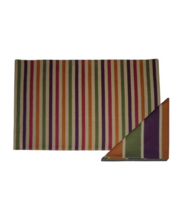 Sateen Stripe Place Mat & Napkin by LivingQuarters