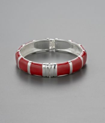 Studio Works Spectator Hinge Bangle- Silver/Red