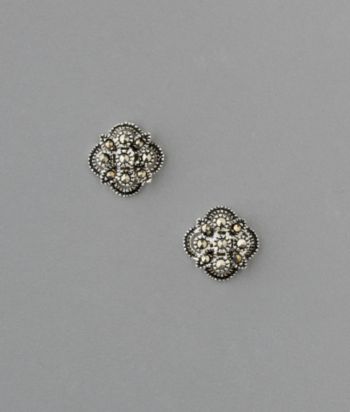 Sterling Silver Button Starburst Marcasite Earrings