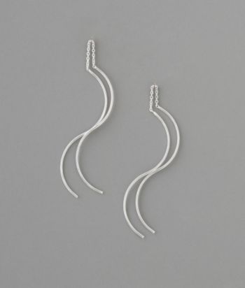 Sterling Silver S Thread Linear Drop Earrings