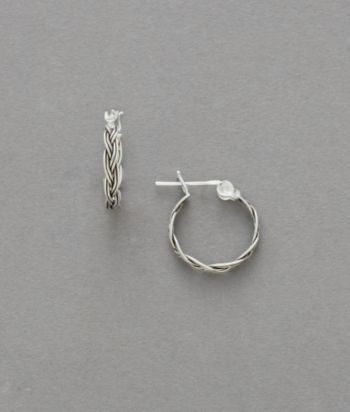Sterling Silver Braided Etched Hoop Earrings