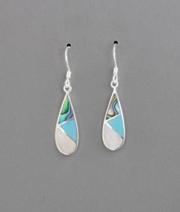 Sterling Silver Natural Multi Stone Tear Drop Earrings