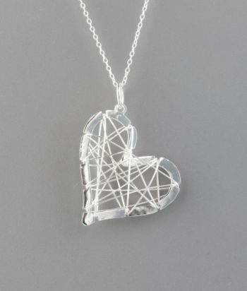 Sterling Silver Barb Wire Sideways Heart Pendant