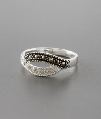 Sterling Silver Marcasite & Cubic Zirconia Ring