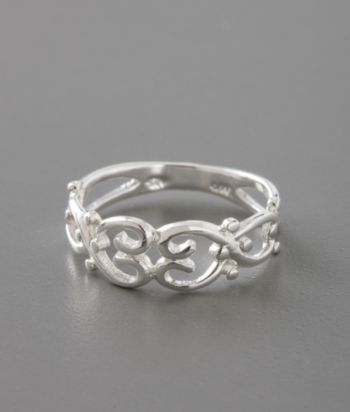 Sterling Silver Polished Open Heart Scroll Ring