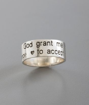 Marsala Sterling Silver Serenity Inscribed Wide Band Ring