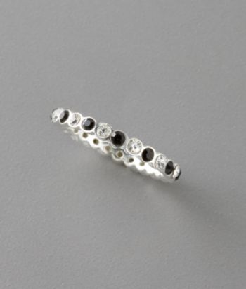 Sterling Silver Eternity Ring - Black/Clear
