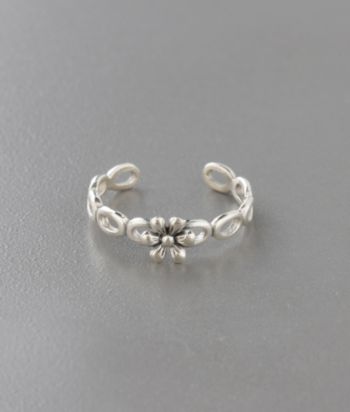 Marsala Sterling Silver Chain Link Floral Toe Ring