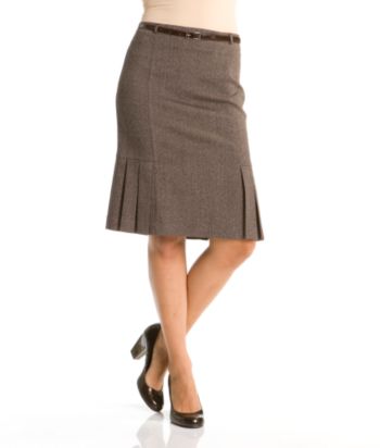 A. Byer Juniors' Herringbone Pleated Skirt - Brown