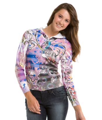 Miken Juniors' Sublimated Burnout Hoodie - Purple/Blue Peacock