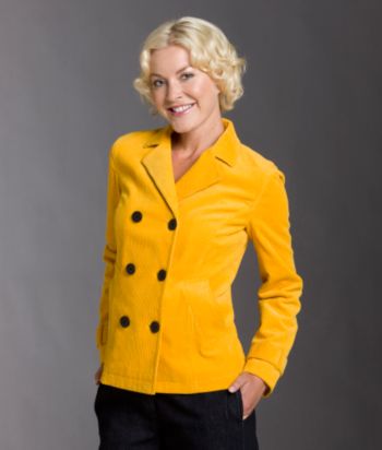Liz Claiborne New York Petites' Corduroy Double-breasted Peacoat - Dandelion