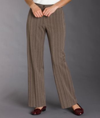 Briggs® Petites' The Slimming Solution™ Striped Menswear Tummy Pants - Tan/Cream