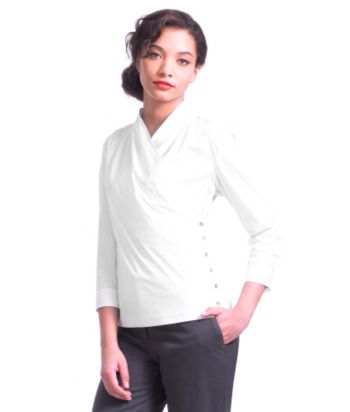 Liz Claiborne New York Ruched Crossover Woven Blouse - White