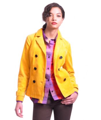 Liz Claiborne New York Corduroy Double-breasted Peacoat - Dandelion