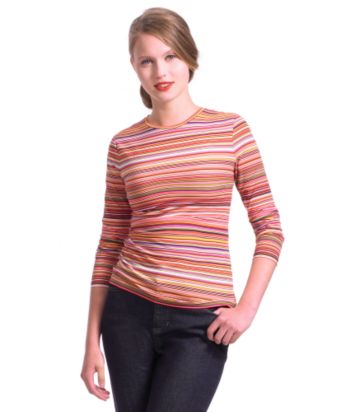 Liz Claiborne New York Multi-striped Crewneck Top - Grenadine Multi