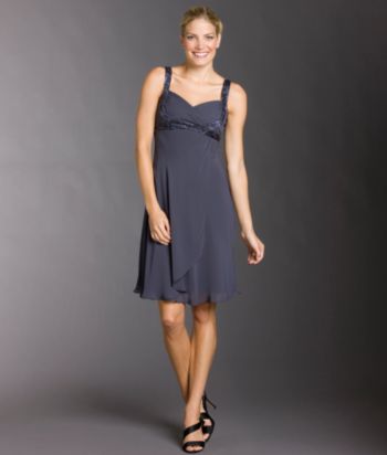 S.L. Fashions Petites' Beaded Dress - Slate