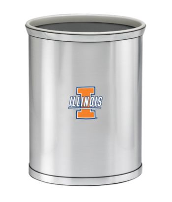 Kraftware™ University of Illinois Brushed Chrome Wastebasket with Logo