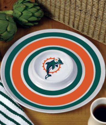 Memory Company Round Chip & Dip Platter - Miami Dolphins