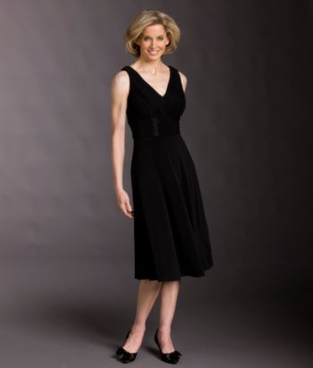 Jessica Howard Petites' Sleeveless Beaded Waist Dress - Black