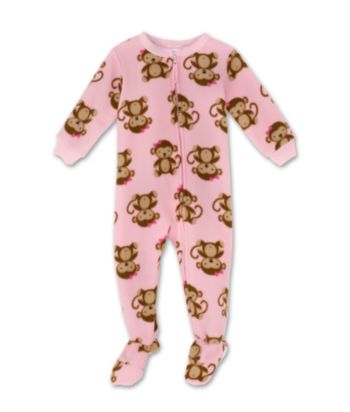 Calvin Klein Infant and Toddler Girls' Monkey Blanket Sleeper - Light Pink