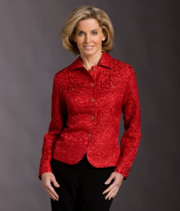 Laura Ashley® Animal Brocade Jacket - Alizarin Red