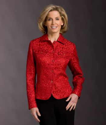 Laura Ashley® Petites' Animal Brocade Jacket - Alizarin Red