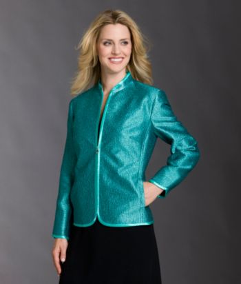 Laura Ashley® Textured Satin Jacket - Aqua Mist