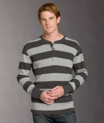 Ruff Hewn Men's Long Sleeve Thermal Baseball Henley - Heather Gray