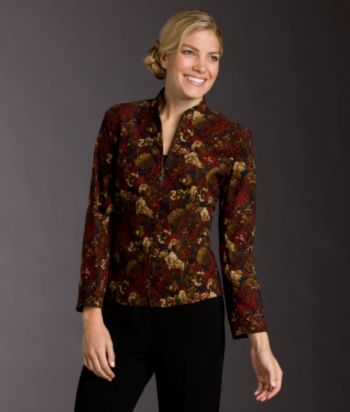 Notations® Petites' Zip-front Printed Jacket - Bordertown