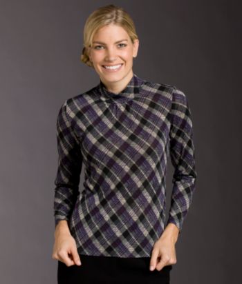 Notations® Petites' Printed Ruched Mock-turtleneck Top - Fayette
