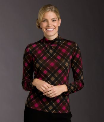 Notations® Petites' Printed Ruched Mock-turtleneck Top - Eaglewood