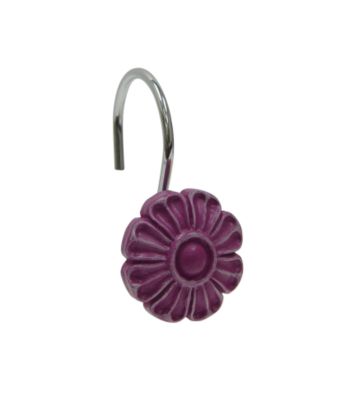 Elite Home Fashions Flower Shower Curtain Hooks - Purple
