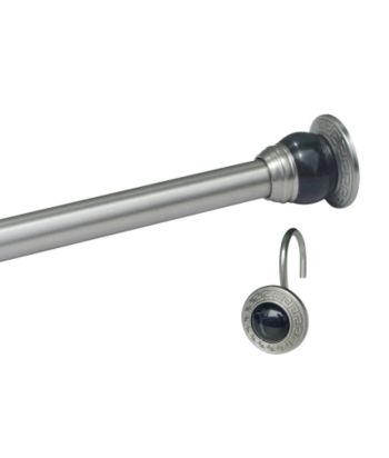 Elegant Home Fashions® Greek Key Shower Curtain Rod & Hook Set - Satin Nickel