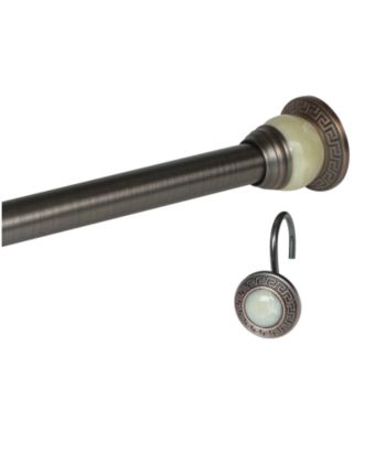 Elegant Home Fashions® Greek Key Shower Curtain Rod & Hook Set - Rubbed Bronze