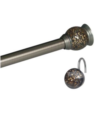 Elegant Home Fashions® Mosaic Shower Curtain Rod & Hook Set - Amber Black