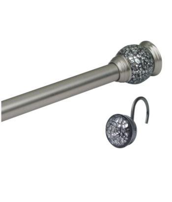 Elegant Home Fashions® Mosaic Shower Curtain Rod & Hook Set - Silver Black