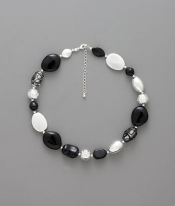 Studio Works Swirl Bead Single Row Necklace - Black/Silver/Clear