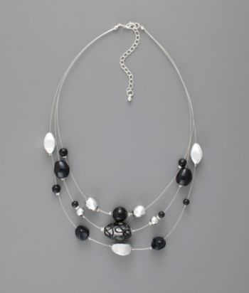 Studio Works Swirl Bead Illusion Necklace - Black/Silver/Clear