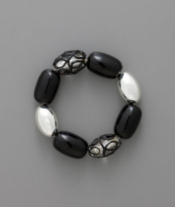 Studio Works Swirl Bead Stretch Bracelet - Black/Silver/Clear