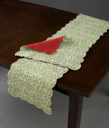 Red Holly Reversible Quilted Table Linens by LivingQuarters