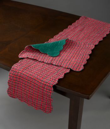 Green Plaid Reversible Quilted Table Linens by LivingQuarters