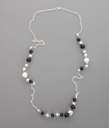 Studio Works Beaded Strand Chain Necklace - Black/Silver