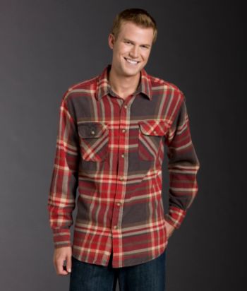 Ruff Hewn Men's Long Sleeve Flannel Utility Woven - Red/Ivory
