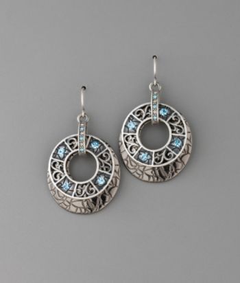 Laura Ashley® Two Piece Circle Drop Earrings - Hematite/Blue/Black
