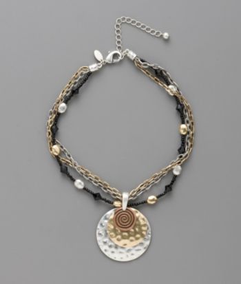 Laura Ashley® Multi Textured Tri-Tone Three Piece Circle Pendant