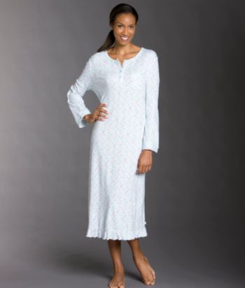 KN Karen Neuburger® Long Sleeve Nightgown - Mint Ditsy