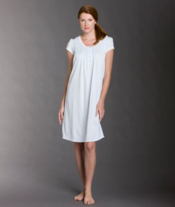 Miss Elaine® Silky Short Gown - Blue