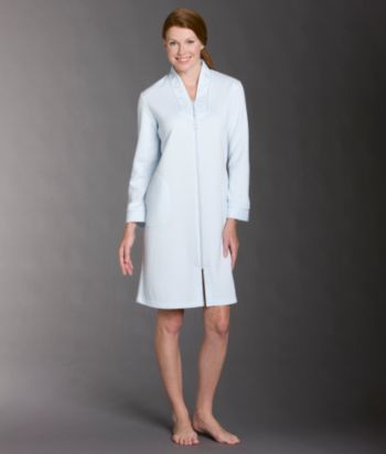Miss Elaine® Silky Knit Short Robe - Blue
